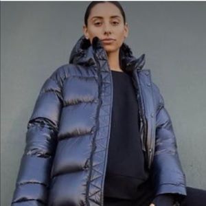 Black Super Puff Mid Length Puffer Coat
